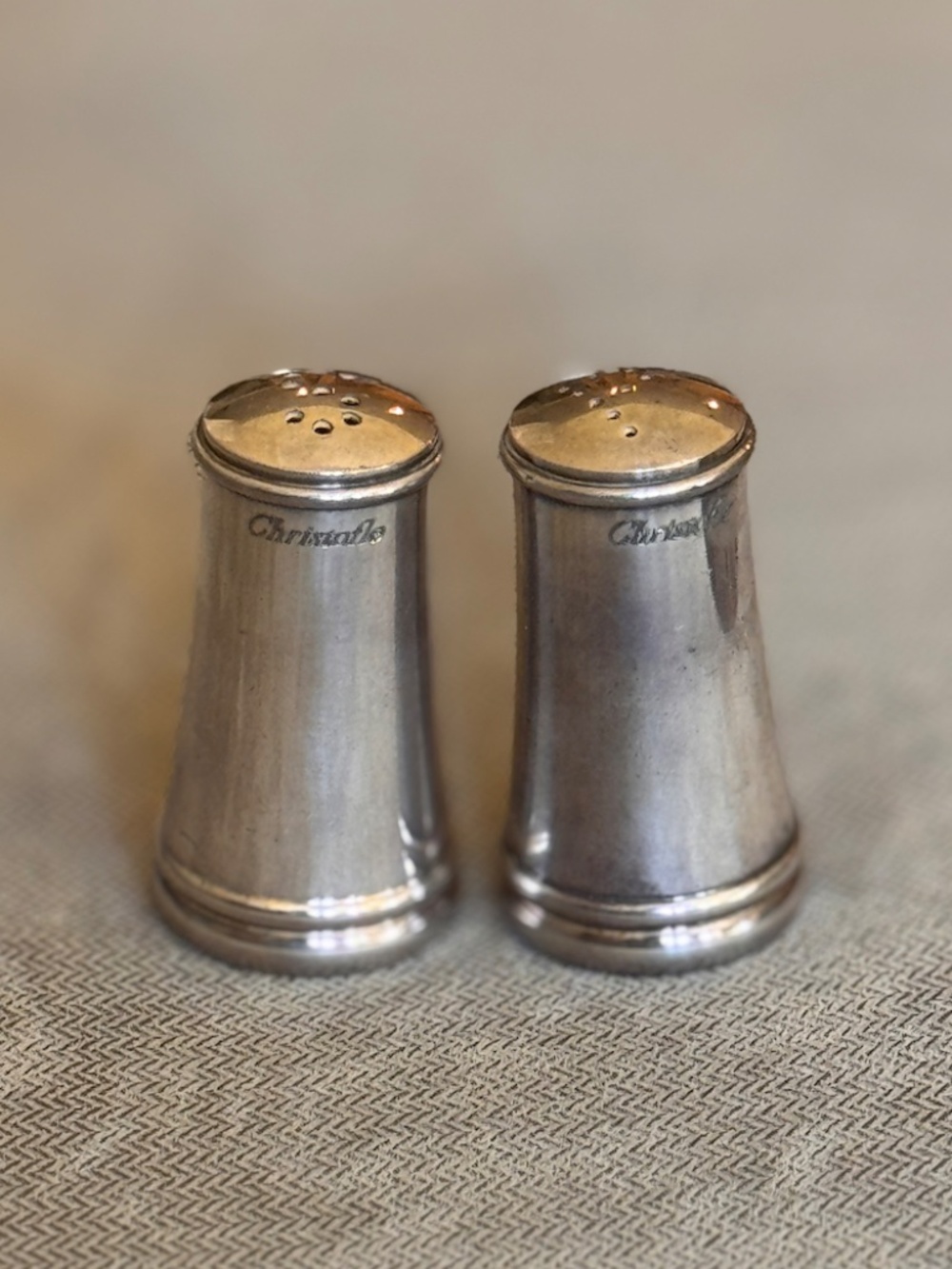 Christofle Vibrations France Salt and Pepper Shakers